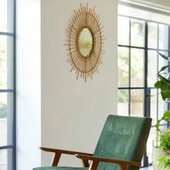 Dunelm Bamboo Round Wall Mirror, Natural 81cm -All Mirrors Store 1000158122 alt02