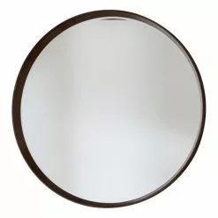 Cedar & Sage Sutton Round Walnut Wall Mirror, 100cm -All Mirrors Store 1000160430 alt02