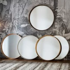 Cedar & Sage Sutton Round Walnut Wall Mirror, 74cm -All Mirrors Store 1000160432 alt03