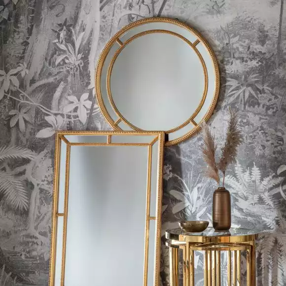 Cedar & Sage Mansfield Round Wall Mirror, Gold 90cm 5 Cedar & Sage Mansfield Round Wall Mirror, Gold 90cm - Image 3