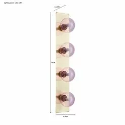 Dunelm Coco Hollywood Mirror Light, Brushed Gold & Chrome Pink 9x55cm -All Mirrors Store 1000181951 alt07