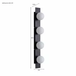 Dunelm Coco Hollywood Mirror Light, Black & White 9x55cm -All Mirrors Store 1000181953 alt07