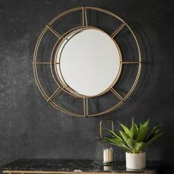 Cedar & Sage Thorne Round Wall Mirror, Gold 82cm