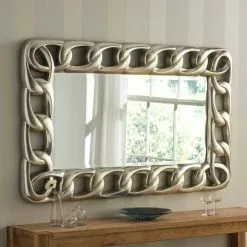 Yearn Mirrors Yearn Chain Wall Mirror, Silver 135x84cm