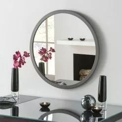 Yearn Mirrors Yearn Classic Round Wall Mirror, Dark Grey 60cm