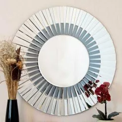 Milton Manor Surrey Round Wall Mirror, Blue 80cm