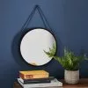 Dunelm Round Hanging Chain Wall Mirror, Black 31cm