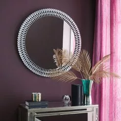 Dunelm Glam Gem Edge Round Wall Mirror, 76cm