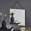 Dunelm Hanging Chain Square Wall Mirror, Gold 28x38cm