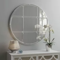Dunelm Luxe Window Round Wall Mirror, 80cm