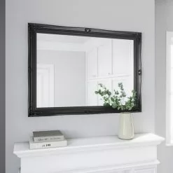 Dunelm Swept Wall Mirror, Black 104x74cm