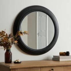 Dunelm Timeless Round Wall Mirror, Black 76cm