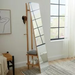 Dunelm Storage Mirror, Oak 160x40cm