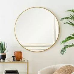 Dunelm Gold Line Round Wall Mirror, 80cm