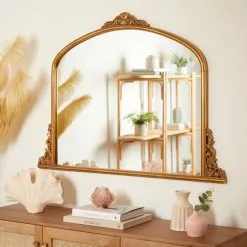 Dunelm Pretty Boho Decorative Mirror, Gold 115x85cm