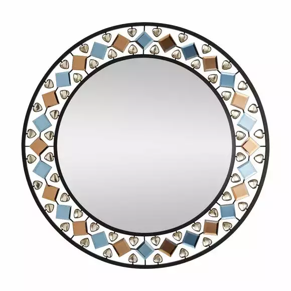 Dunelm Global Gem Edge Round Wall Mirror, Black 68cm 5 Dunelm Global Gem Edge Round Wall Mirror, Black 68cm - Image 3