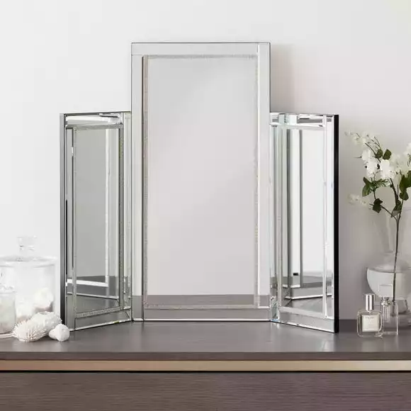 Dunelm Diamante Dressing Table Mirror, 55x68cm 3 Dunelm Diamante Dressing Table Mirror, 55x68cm