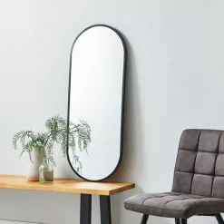 Dunelm Apartment Lozenge Wall Mirror, Black 35x95cm