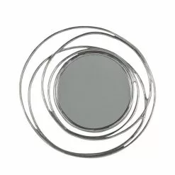 Cedar & Sage Lakenan Round Satin Wall Mirror, Slver 66cm