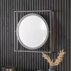 Cedar & Sage Moneta Round Wall Mirror, Zinc 61cm