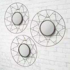 Cedar & Sage Set Of 3 Towson Round Wall Mirrors, 45cm