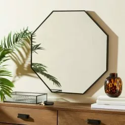 Dunelm Black Hexagon Mirror 60cm X 65cm