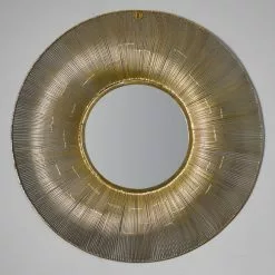 Pacific Lifestyle Metal Wire Round Wall Mirror, Gold 92cm