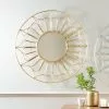 Pacific Lifestyle Metal Cane Effect Round Wall Mirror, Gold 100cm -All Mirrors Store 30803481
