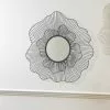 Pacific Lifestyle Metal Floral Frame Round Wall Mirror, Black 76cm