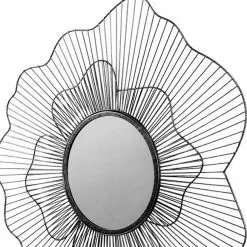 Pacific Lifestyle Metal Floral Frame Round Wall Mirror, Black 76cm -All Mirrors Store 30803482 alt04