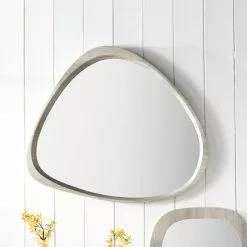 Pacific Lifestyle Curved Wall Mirror, Grey Oak 63x57cm